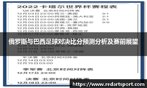 俄罗斯与巴西足球对决比分预测分析及赛前展望